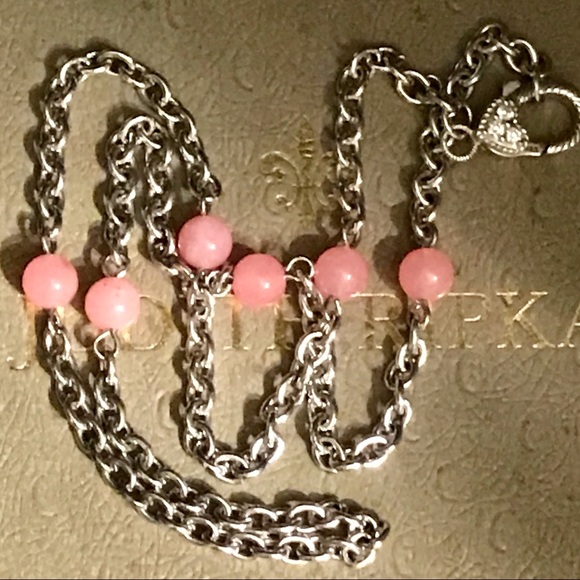 JUDITH RIPKA ROSE QUARTZ STERLING STATION NECKLACE